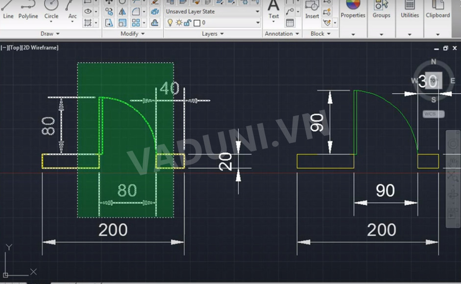 Chon-doi-tuong-nhanh-trong-AutoCAD-bang lenh-Stretch