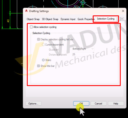 tat-bang-selection-khi-chon-doi-tuong-trong-autocad